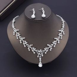 Gorgeous Crystal Bride Jewellery Sets for Women Luxury Choker Necklace Earrings Wedding Dress Bridal Fashion 240401
