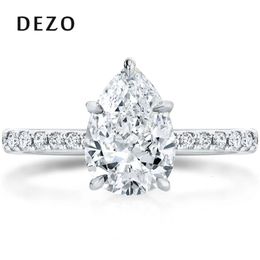 DEZO Engagement Ring For Women Pear Shaped 2 D Color Genuine 925 Sterling Silver Wedding Promise Gifts 240417