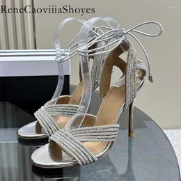 Sandals S High Heels Women Crystal Inlaid Wedding Party Shoes Female Sexy Stiletto Gladiator Woman