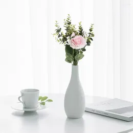 Decorative Flowers Home Decoration Realistic Silk Elegant Artificial Roses Eucalyptus Centrepiece For Coffee Kitchen