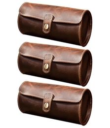 Watch Boxes & Cases 3pcs Portable Roll Travel Case Chic Vine Leather Display Box7536046