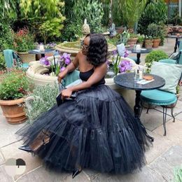 Skirts Black Tulle Women'S Skirt Tutu Long Party Girls Elastic Waistline Full Maxi Puffy Customise Color And Size