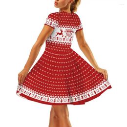 Casual Dresses Christmas Themed Print A-line Dress Women Cosplay For Festive Mini Holiday