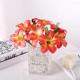 Decorative Flowers Artificial Silk Hemerocallis Branch Dining Table Decoration Real Touch Floral Arrangement Garden Wedding Home Decor