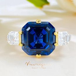 Cluster Rings Vinregem 12 MM Asscher Cut Sapphire High Carbon Diamond Gems 925 Sterling Silver Cocktail Ring For Women Engagement Jewellery