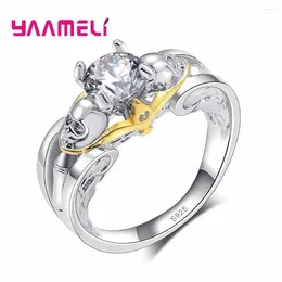 Cluster Rings Women Bridal Wedding Accessories 925 Sterling Silver Engagement Jewellery Skull With Crystal Ring For Bijoux