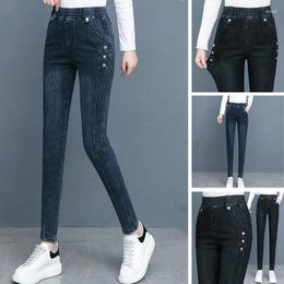 Women's Jeans Small Feet Waist 2024 Autumn And Winter Stretch Tight Black Trousers