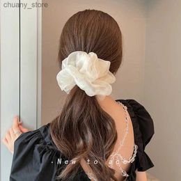 Hair Rubber Bands Women Silk Scrunchie Elastic Hair Ropes Band Ponytail Holder Headband Hair Accessories For Girls Chiffon Solid Colour Hair Ties Y240417