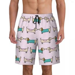 Men's Shorts Cute Dachshund Puppy Print Mens Swim Trunks Quick Dry Beachwear Beach Board Wiener Sausage Dog Boardshorts