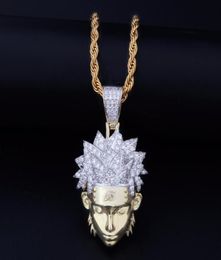 Hip Hop Full AAA CZ Zirkon Bling aus Cartoon uzumaki Anhänger Halskette für Männer Rapper Schmuck Gold Farbe 2010148695239