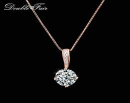 Double Fair Style Chain Necklaces Pendants SilverRose Gold Colour Fashion Cubic Zirconia Wedding Jewellery For Women DFN4266901246