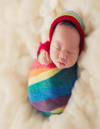 3 Colors Rainbow Mohair Wrap Newborn Stretch Swaddling Pography Props Infant Blanket Soft Po Props Blankets For 02M Baby C61726779