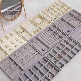 Accessories Packaging Organisers Velvet Jewellery Box Display Tray Drawer Storage Holder For Ring Earrings Necklace Bracelet Soft Velvet Organiser Case Y240417