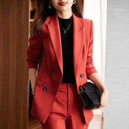 Women's Two Piece Pants High Quality Fabric Women Business Suits With And Jackets Coat Professional Blazers Ladies Office Trousers Set