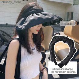 Visors Adjustable Wide Brim Sun Hat Summer UV Protection Beach Fishing Visor Foldable Multifunctional Cap for Travel Outdoor Y240417