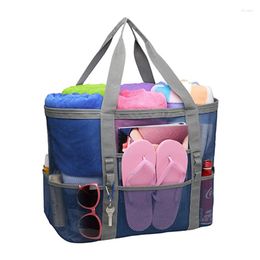 Totes Summer Beach Bag Mesh Large-capacity Shoulder Messenger Women Casual Tote Portable Washing Swimming Clothe Storage 2024