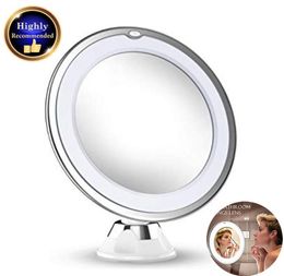 10X Magnifying Makeup Vanity Mirror With Lights LED Portable Hand Cosmetic Magnification Light up for Tabletop Bathroom Shower bea9938685