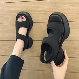 Sandals Summer Women's Shoes Fashion Thick Bottom Light Platform Elastic Fabric Casual Sports Roman Women