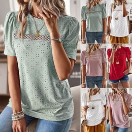 Women's Blouses Spring/summer Crewneck Cut-out Panel Short-sleeved Top