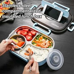 Bento Boxes 4 Section Leakproof Bento Lunch Box 304 stainless steel thickened portable insulation bento box for work and school picnic L49
