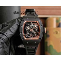 Men Watch watch Business Wine RM055 SUPERCLONE Barrel Leisure rm055 Movement Fully Man Automatic Crystal Case White Glue Band 8DW5