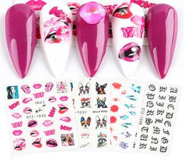 Slider Stickers Nail Art Flower Watercolour Sexy Lips Letter Water Decals Tips Animals DIY Deocration Nail Wraps JISTZ1034104917935635