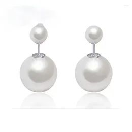 Stud Earrings Silver Color Ornament Size Double Fashion Girls Shell Pearl Has