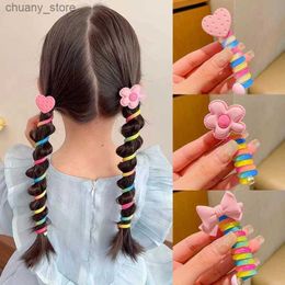 Hair Rubber Bands 1 piece of elastic rubber strap for girls childrens phone line hair tie with spiral coil hair tie with ponytail braid hair accessories Y240417