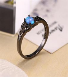 Wedding Rings Silver Ring Classic Fashion With Round Plated Black Inlaid Opal Hand Jewellery Temperament Women7273787