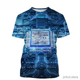 Men's T-Shirts Electronic Chip 3D Printing T-shirt For Men Fashion Casual Short Sleeves Personality Graphic Tops Streetwear T Shirt Clothes