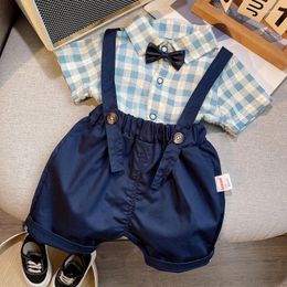 Clothing Sets Toddler Birthday Party Clothes Baby Boy Summer Shirt Overalls Shorts Suits Children Short Sleeves Outfits