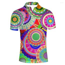 Men's Polos Chroma Geometric 3d Printed Floral Polo Shirt For Men Summer Sports Tshirts Casual Lapel Short Sleeve Tees Tops Street T Shirts