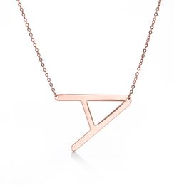 Stainless steel initials pendant necklace AMfashion rose gold color 26 letters customized jewelry7470196