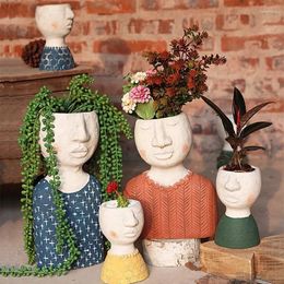 Vases Happy Home Vase Ornament Living Room Dining Table Decoration Artistic Portrait Flower Pot Green Plant Arrangement Device