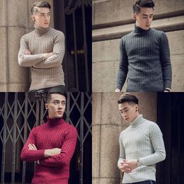 Men's Sweaters Mens Fall Winter Thick Warm Cashmere Sweater Men Turtleneck Slim Fit Pullover Knitwear Double Collar