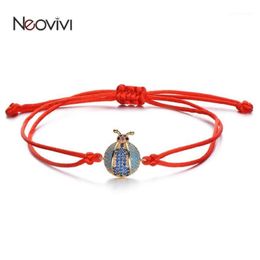 Charm Bracelets Neovivi Blue Cubic Zirconia Ladybird Women Handmade Red Black Rope String Bracelet For Boy Girl DIY Jewelry Gift1219K