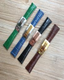 20mm Black Green Brown Blue Crocodile pattern Genuine Leather Watchband For Watch Strap Submariner GMT RX Bracelet9696045