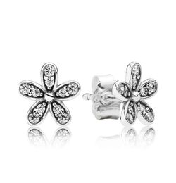 Cute Daisy Stud Earring Original Box set Jewelry for 925 Sterling Silver CZ Diamond flowers Earrings for Women Girls8122124