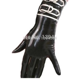 new Rushed exotic Costume Sexy Women Latex Gloves Fetish 100 Handmade Short With Buckles 2010222602349
