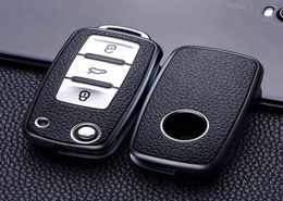 Leather Car Key Case Key Full Cover Protection Shell Bag for VW Polo Tiguan Passat Golf Jetta Lavida Skoda Octavia9448786