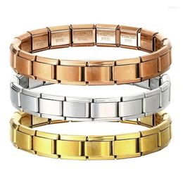 Link Bracelets 9mm Width Stainless Steel Italian Charm Bracelet Bangle Elastic Links Chain Simple Design Girl Men Women DIY Jewelry Gifts