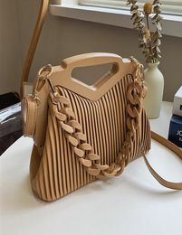 Evening Bags Fashion Acrylic Chains Wooden Clip Women Handbags Design Shell Shoulder Crossbody Luxury Pu Leather Small Clutch Purs1446502