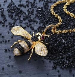 Personality Gold Iced Out Cubic Zirconia Animal Bee Pendant Necklace Men039s Hip Hop Jewelry Gifts For Women8835105