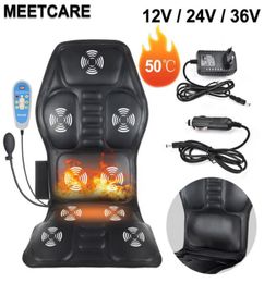 122436V Electric Car Seat Massage Cushion Homeuse Heating Massage Cervical Neck Back Hips Legs Household Chair Massager PU Leath6147785