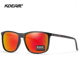 Sunglasses Kdeam Mirrored Red Lens Vintager Designer Eyewear Polarised Hiking Running Sport Shades Men Women UV400 Sun Glass