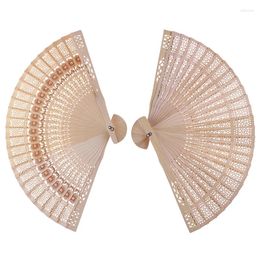 Decorative Figurines Chinese Japanese Folding Fan Original Wooden Hand Flower Bamboo Pocket For Home Decor Decoracion Fiestas