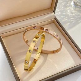 Exquisite design men and woman for bracelet online sale Fashionable Rose Gold Love Full Diamond Bracelet Men Couple Titan with nice bracelet