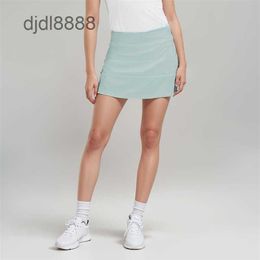 Yoga Suit Nude Fabric Womens Tennis Short Skirt Shorts Pleated Versatile Fake Two-piece Anti Glare Outdoor