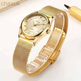 Armbanduhr Wwoor Luxus Marke Kleid Gold Uhr Ladies Elegant Diamond kleine Quarz -Armbanduhren für Frauen Stahl Mesh Clock Zegarek Damski D240417