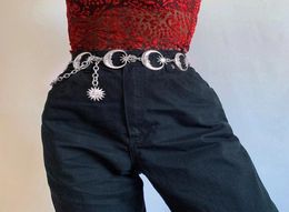 Belts 2021 Silver Sun Punk Moon Pants Chain Gothic Women High Waist Metal Vintage Sliver Pendant1517326